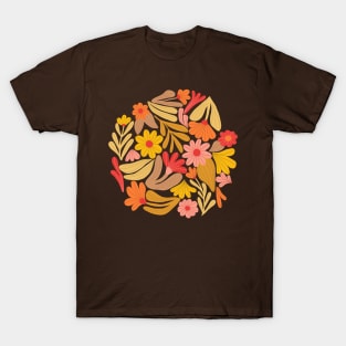 Bright happy flowers in brown and yellow T-Shirt